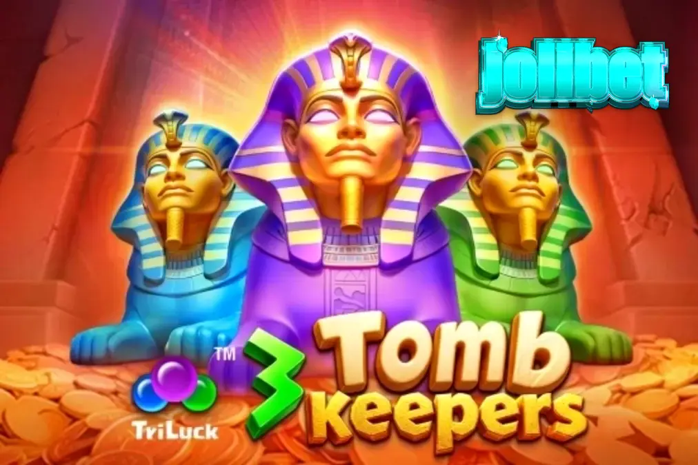 3 Tomb Keepers slot game interface na may mga Pharaoh statues at gintong kayamanan.